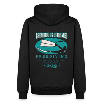 Freediving Apnoe Atmen wird überbewertet Geschenk - Männer Premium Bio Hoodie - Schwarz - Hinten - Nico (187cm)