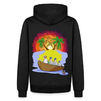 Abenteuer Freizeit Expedition Karibik Oma Huhn - Männer Premium Bio Hoodie - Schwarz - Hinten - Nico (187cm)