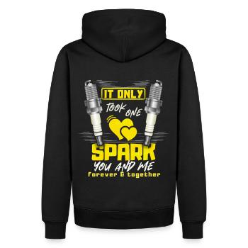 Zündkerzen, Spark-Plug, Valentinstag-Spruch - Männer Premium Bio Hoodie - Schwarz - Hinten - Nico (187cm)