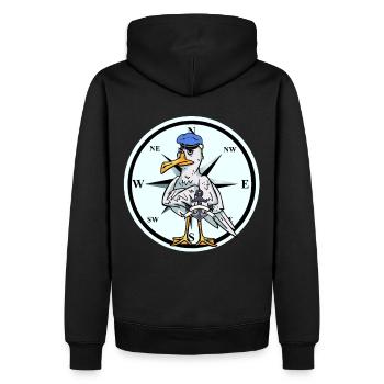 Moin Nordsee Ostsee Möwe Kompass Seemann Matrose - Männer Premium Bio Hoodie - Schwarz - Hinten - Nico (187cm)
