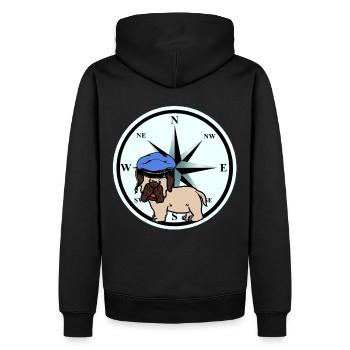 Moin Nordsee Ostsee Mops Kompass Seemann Matrose - Männer Premium Bio Hoodie - Schwarz - Hinten - Nico (187cm)