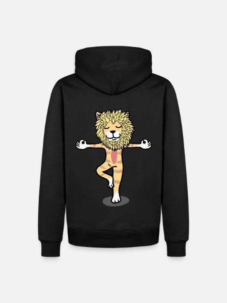 Yoga Yogi Löwe Meditation Entspannung Katze - Männer Premium Bio Hoodie - Schwarz