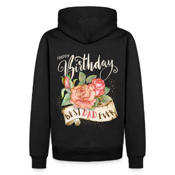 Joyeux anniversaire, Anniversaire Papa-Papa, Papa-Papa - Sweat à capuche Premium bio Homme - noir - Dos - Nico (187cm)