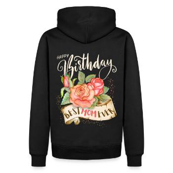 Joyeux anniversaire, Anniversaire Maman-Maman, Maman-Mère - Sweat à capuche Premium bio Homme - noir - Dos - Nico (187cm)