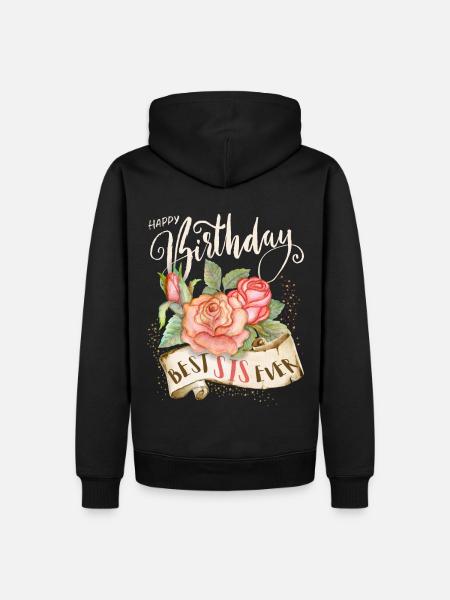 Gelukkige verjaardag, verjaardag Zus Zus - Mannen Premium Bio hoodie - zwart