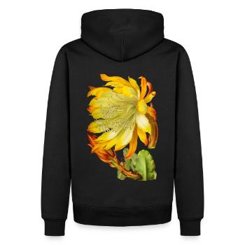 Fleur de cactus vintage, illustration victorienne - Sweat à capuche Premium bio Homme - noir - Dos - Nico (187cm)