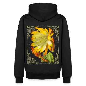Kaktusblüte, vintage-botanische Illustration - Männer Premium Bio Hoodie - Schwarz - Hinten - Nico (187cm)