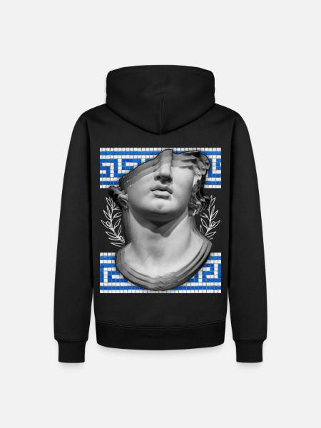 Greece, ancient sculpture, meandering pattern - Men’s Premium Organic Hoodie - black
