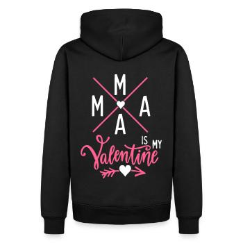 Mama-Is-My-Valentine, Mom-Is-My-Valentine - Männer Premium Bio Hoodie - Schwarz - Hinten - Nico (187cm)