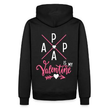 Papa-Is-My-Valentine, Daddy-Is-My-Valentine - Men’s Premium Organic Hoodie - black - Back - Nico (187cm)