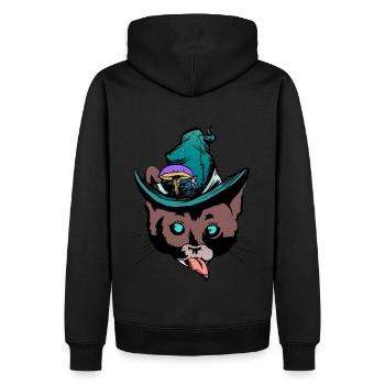 Katzenkopf Katze naschen hungrig Märchen Kind - Männer Premium Bio Hoodie - Schwarz - Hinten - Nico (187cm)
