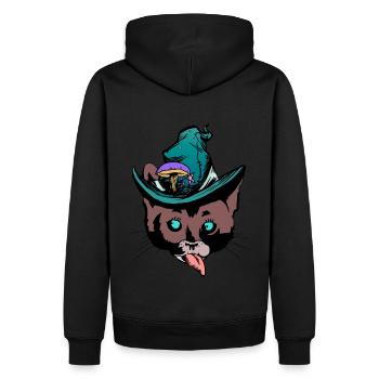 Katzenkopf freche Katze Zauberer naschen Fantasy - Männer Premium Bio Hoodie - Schwarz - Hinten - Nico (187cm)