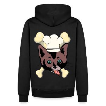 Katzen Küche Knochen Fleisch Katzenhalter Miau - Männer Premium Bio Hoodie - Schwarz - Hinten - Nico (187cm)