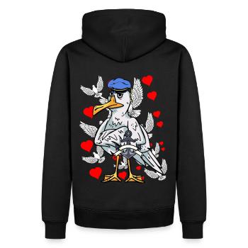 Mouette marin romantique amour coeurs romantique coeur - Sweat à capuche Premium bio Homme - noir - Dos - Nico (187cm)