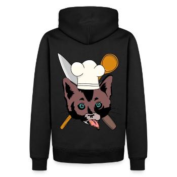Chats Cuisine Cuisinier Cuillère de cuisine Couteaux de cuisine Professions - Sweat à capuche Premium bio Homme - noir - Dos - Nico (187cm)