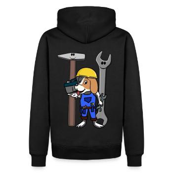 Chantier de construction Artisan Chien Outil Casque de sécurité Travail - Sweat à capuche Premium bio Homme - noir - Dos - Nico (187cm)