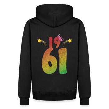 1961 geboren LGBT Geburtstagsgeschenk - Männer Premium Bio Hoodie - Schwarz - Hinten - Nico (187cm)