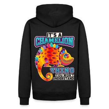 Chameleon, funny saying, It's-A-Chameleon-Thing - Men’s Premium Organic Hoodie - black - Back - Nico (187cm)