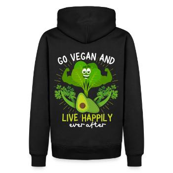 Lustiger Veganer Spruch mit Sellerie und Spinat - Männer Premium Bio Hoodie - Schwarz - Hinten - Nico (187cm)
