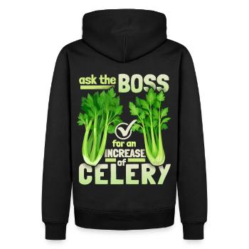 Sellerie, lustiger Spruch, Pun, Celery-Raise - Männer Premium Bio Hoodie - Schwarz - Hinten - Nico (187cm)