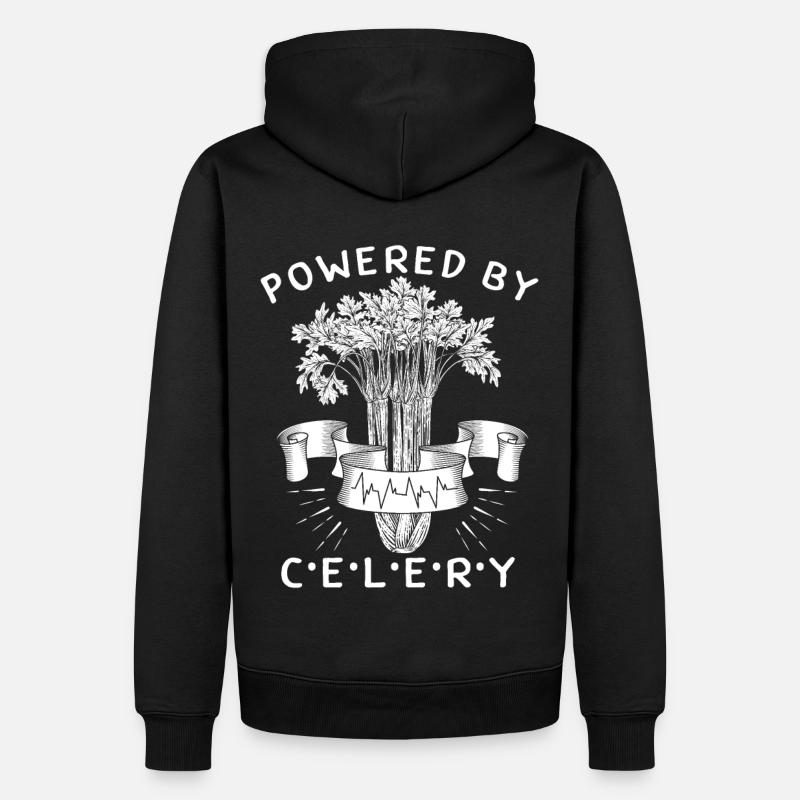 Céleri, Powered-By-Celery, dicton amusant - Sweat à capuche Premium bio Homme - noir