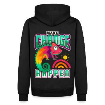 Caméléon, dicton drôle, dicton motivant - Sweat à capuche Premium bio Homme - noir - Dos - Nico (187cm)