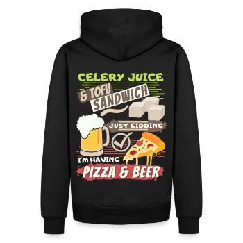 Jus de céleri, tofu, bière à pizza dicton amusant - Sweat à capuche Premium bio Homme - noir - Dos - Nico (187cm)