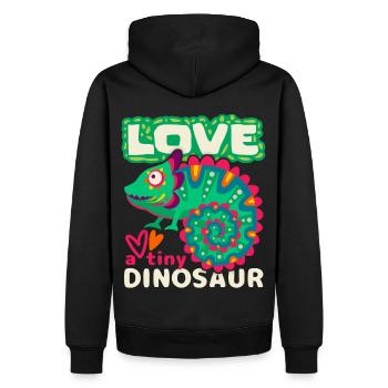 Chamäleon, lustiger Spruch, kleiner Dinosaurier - Männer Premium Bio Hoodie - Schwarz - Hinten - Nico (187cm)