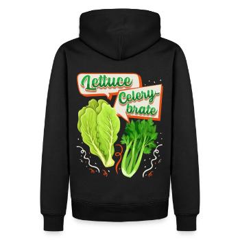 Sellerie, Salat lustiger Spruch, Pun - Männer Premium Bio Hoodie - Schwarz - Hinten - Nico (187cm)