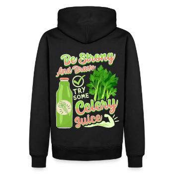 Sellerie, lustiger Spruch, Try-Celery-Juice - Männer Premium Bio Hoodie - Schwarz - Hinten - Nico (187cm)
