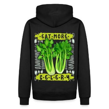Sellerie, lustiger Spruch Eat-More-Celery - Männer Premium Bio Hoodie - Schwarz - Hinten - Nico (187cm)
