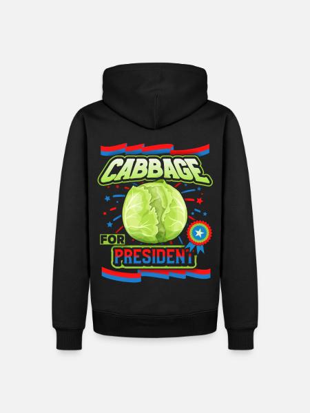 Cabbage, funny saying, Cabbage-For-President - Men’s Premium Organic Hoodie - black