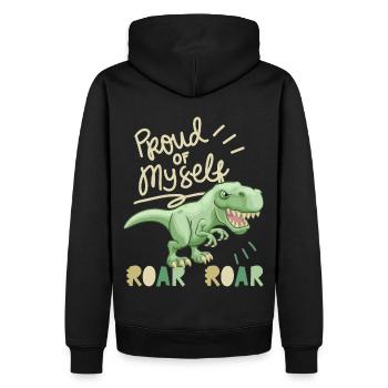 Motivation Inspiration, Dire avec Dinosaur - Sweat à capuche Premium bio Homme - noir - Dos - Nico (187cm)