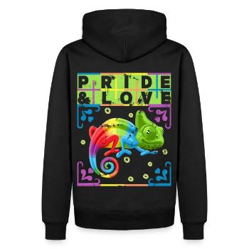 Rainbow Chameleon, LGBT Pride-Rainbow LGBTQ - Men’s Premium Organic Hoodie - black - Back - Nico (187cm)