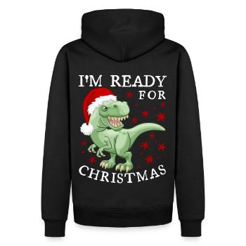 Dinosaurier Weihnachten lustiger Spruch - Männer Premium Bio Hoodie - Schwarz - Hinten - Nico (187cm)