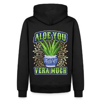 Saint-Valentin, Love-Love Aloe Vera dicton drôle - Sweat à capuche Premium bio Homme - noir - Dos - Nico (187cm)