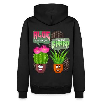 Aloe Vera, Kaktus-Cactus, lustiger Spruch, Pun - Männer Premium Bio Hoodie - Schwarz - Hinten - Nico (187cm)