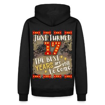 17. Geburtstag 17 Jahre alt Vintage-Design, Spruch - Männer Premium Bio Hoodie - Schwarz - Hinten - Nico (187cm)