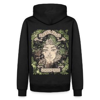Boho-Girl, Vintage-Bohemian Grunge-Retro 60s, 70s - Männer Premium Bio Hoodie - Schwarz - Hinten - Nico (187cm)