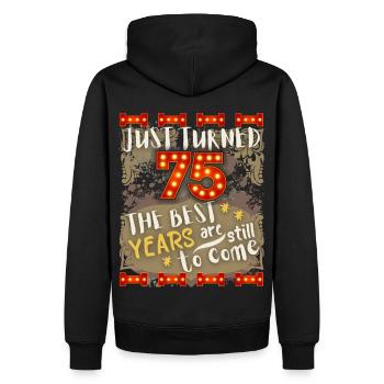 75. Geburtstag 75 Jahre alt Vintage-Design, Spruch - Männer Premium Bio Hoodie - Schwarz - Hinten - Nico (187cm)