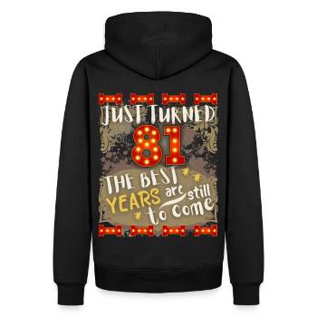 81. Geburtstag 81 Jahre alt Vintage-Design, Spruch - Männer Premium Bio Hoodie - Schwarz - Hinten - Nico (187cm)