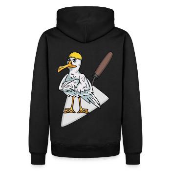 Baustelle Handwerker Möwe Maurer Maurerkelle Bauen - Männer Premium Bio Hoodie - Schwarz - Hinten - Nico (187cm)