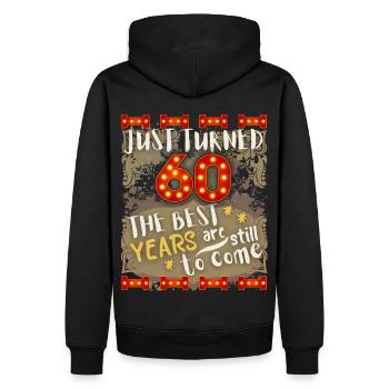 60ème anniversaire 60 ans design vintage, disant - Sweat à capuche Premium bio Homme - noir - Dos - Nico (187cm)