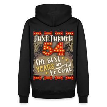 54. Geburtstag 54 Jahre alt Vintage-Design, Spruch - Männer Premium Bio Hoodie - Schwarz - Hinten - Nico (187cm)