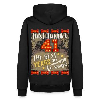 41. Geburtstag 41 Jahre alt Vintage-Design, Spruch - Männer Premium Bio Hoodie - Schwarz - Hinten - Nico (187cm)