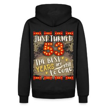 53. Geburtstag 53 Jahre alt Vintage-Design, Spruch - Männer Premium Bio Hoodie - Schwarz - Hinten - Nico (187cm)