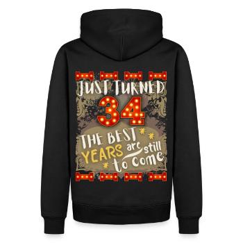 34. Geburtstag 34 Jahre alt Vintage-Design, Spruch - Männer Premium Bio Hoodie - Schwarz - Hinten - Nico (187cm)