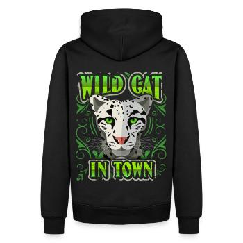 Chat sauvage, dicton drôle, panthère lion tigre - Sweat à capuche Premium bio Homme - noir - Dos - Nico (187cm)