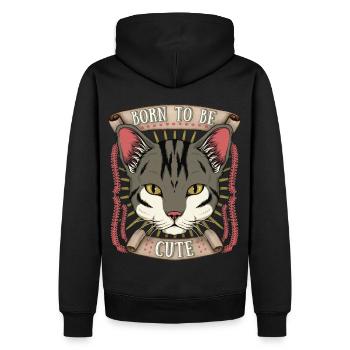 Drôle de chat, chat mignon, disant né pour être mignon - Sweat à capuche Premium bio Homme - noir - Dos - Nico (187cm)