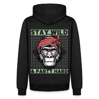 Cartoon-Gorilla, lustiger Affe, Party-Spruch - Männer Premium Bio Hoodie - Schwarz - Hinten - Nico (187cm)